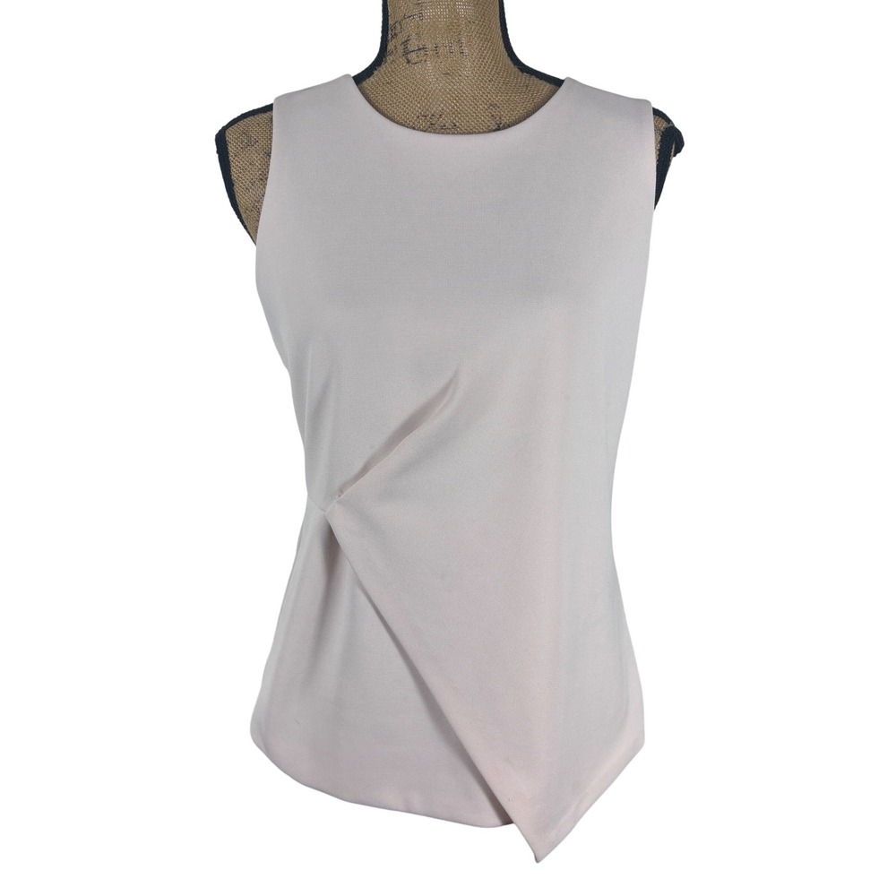 Ann Taylor Factory Pale Pink Sleeveless Pleated Front Blouse Office Career Small
